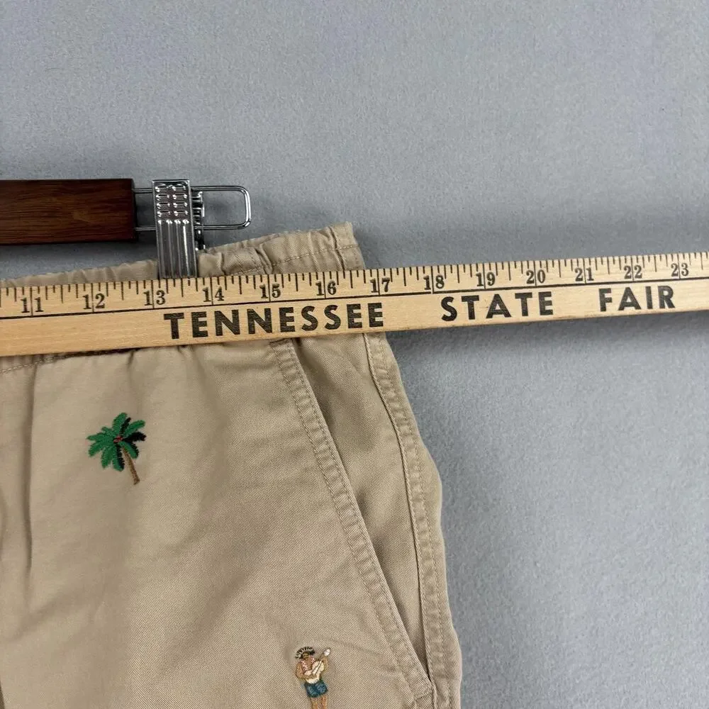 Polo Ralph Lauren Shorts Mens Medium Beige Chino Hula Embroidered 8